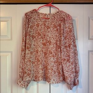 Blu Pepper Floral Blouse - Rust and Cream